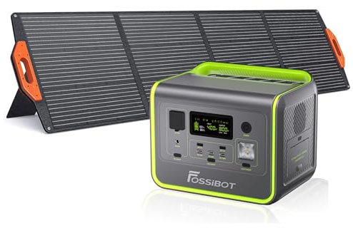 FOSSiBOT F800 Station électrique portable, générateur solaire 512 Wh avec LiFePO4, 800 W (Surge 1600 W) sorties CA/ondes sinusoïdales 230 V, charge rapide 1,5 heure, groupe électrogène de secours