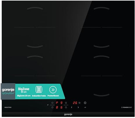 Gorenje GI6401BCE Plaque de Cuisson à Induction - 60 cm - TouchControl - PowerBoost - Timer - ChildLock - Indicateur de Chaleur Résiduelle - Noir