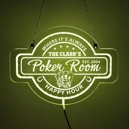 Benutzerdefiniertes Acryl Pokerraum Neonschild, Poker LED Schild, Poker Lichtschild, Pokerraum Dekoration, Pokerraum Wandschild, Casino Neonschild, Personalisierte Pokergeschenke