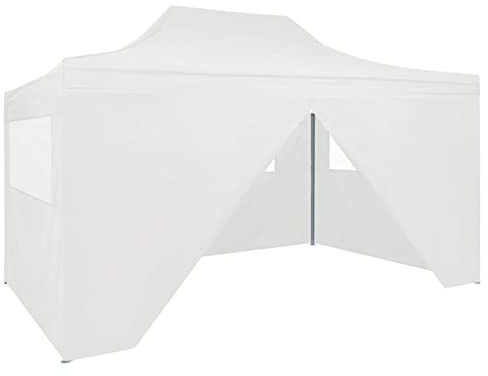 Rantry Mobile Gazebo Professionale Pieghevole 4 Pareti 3x4m Acciaio Bianco, Gazebo da Giardino, Gazebo Ombrellone da Giardino Spiaggia Pesca Esterno Antivento per Arredo Giardino Terrazzo Ambienti