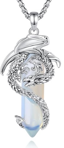EUDORA Harmony Ball Collar Dragón Ópalo para Mujer Hombre, Colgante Ópalo Vintage Vikingo Dragon Joyería Amuleto Collares the Witcher, Regalos Originales para Hombre Mujer Parejas Padres, 20+24
