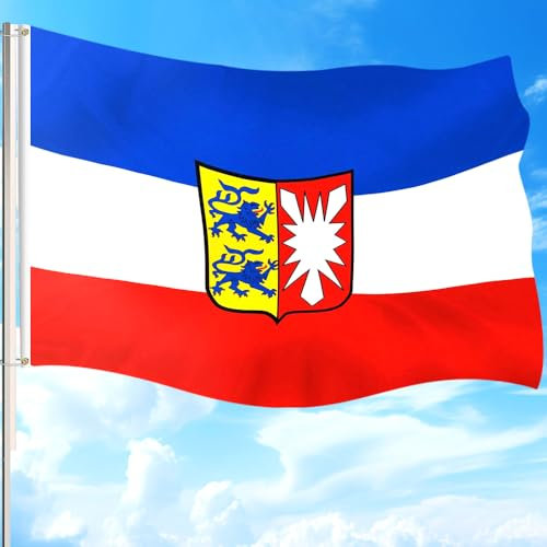 HPMAISON Schleswig Holstein Flaage 90 * 150cm Landesflagge mit Messingösen in leuchtenden Farben Polyester WM-Parade Festtags Dekoration