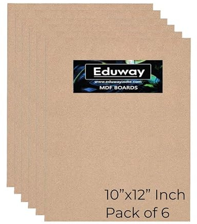 Eduway Lot de 6 panneaux de bois A2 MDF pour loisirs créatifs, 25 x 30 cm, 4 mm d'épaisseur, carton pin de qualité supérieure pour artistes, étudiants en art et artisanat – Découpe rigide en petites