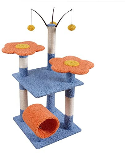 Lindo árbol para Gatos, Poste rascador para Gatos, Torre para Gatos de Interior, árbol para Gatos de Varios Niveles con Plataforma en Forma de Flor, Torre de Escalada para Gatos, rascador de sisal