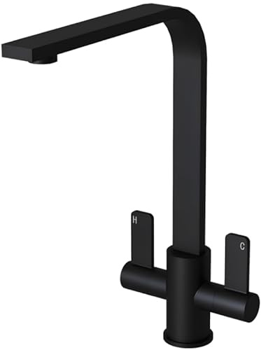Modern Matt Black Twin Lever Mixer Kitchen Tap