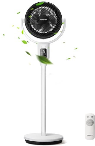 Aigostar Ventilateur sur Pied 23dB Silencieux, Ventilateur avec Télécommande, Minuterie 9H et 9 Vitesses,Oscillant 135°+85°,avec Pastille Aromathérapie,Hauteur Réglable, pour Chambre