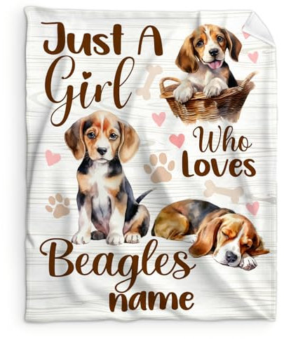 Kevcer Hundedecke mit Namen darauf, 127 x 101 cm, kleine Decke für Kinder, Mädchen, weiche, gemütliche Decken für Couch, Sofa und Camping, weicher Flanell-Überwurf, Geschenke für Beagle-Liebhaber