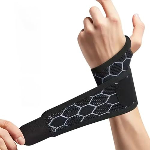 LUVILS® Tutore Mano e Polso Destro Sinistro per Uomo e Donna,Polsini Palestra Fitness, Sport, Allenamento con pesi, Polsiera Tunnel Carpale dolore Tendinite,Design A Nido D'ape Nero Taglia Unica (1)