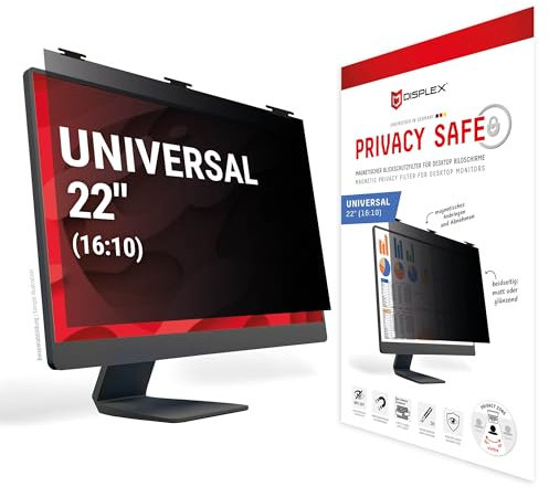 Displex Privacy Safe Filtre de confidentialité magnétique 2 voies pour écran de bureau 22 (16:10) Fixation magnétique amovible Film de confidentialité anti-reflets et brillant 48,3 x 30,3 cm
