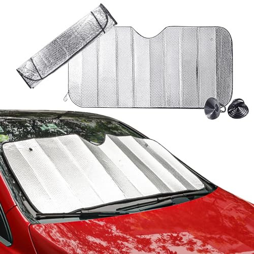 Car Windscreen Sun Shade, Foldable Car Windshield Sunshades Anti UV Keep Vehicle Cool, Universal Windshield Dust Sun Shade Visor Shield Cover for Cars Van (140 X 70CM)