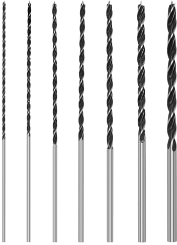 Balkenbohrer Set, Holzbohrer Set 4, 5, 6, 7, 8, 10, 12 mm x 300mm Lang Holzspiralbohrer Bruchfeste Schlangenbohrer, Lange Schalungsbohrer Schlangenbohrer Set für Hartholz Weichholz Sperrholz