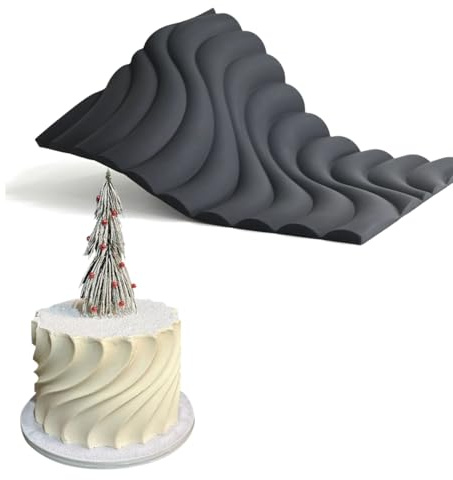 mostsom Molde de Silicona para Fondant para Decoración de Tartas Tapete de Impresión de Borde de Tarta Plantilla de Relieve de Fondant para Galletas DIY, Cupcakes, Chocolate, Arcilla – Reutilizable