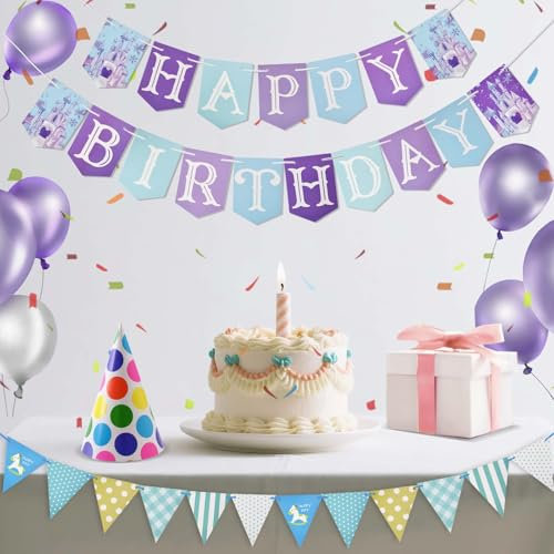 Juego de guirnaldas de Feliz cumpleaños, Cadena de banderines Decorativos de cumpleaños con Guirnalda de Feliz cumpleaños Azul para Adultos y niños, Reutilizable