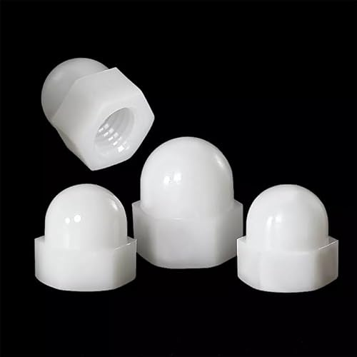 5 stücke Nylon Hex Runde Kopf Hutmuttern M3 M4 M5 M6 M8 M10 M12 Schwarz Weiß Kunststoff Hutmuttern for schraube Bolzen(White plastic,M4 20pcs)