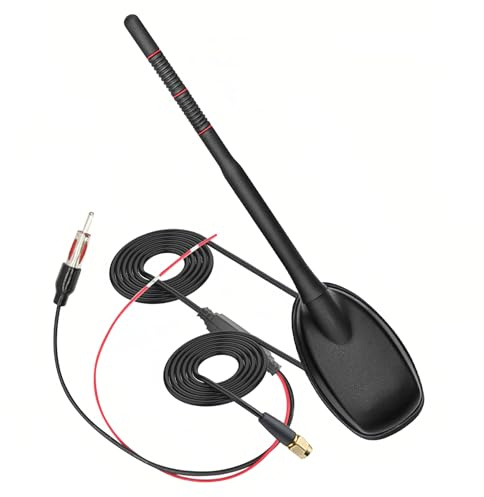DAB Antenne, Antenne Auto Digital Radio Aktive Mit VerläNgerung Kabel 5m, GPS Fm Dab+ Antenne Auto Digital Radio Aktive Mit SMB/SMA Stecker Din Adapter Splitter VerstäRker