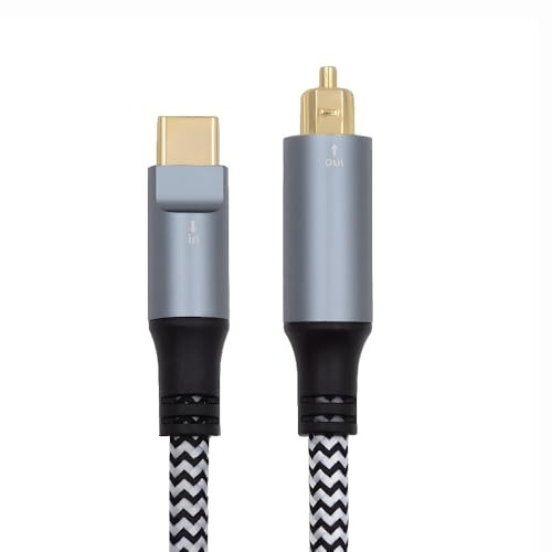 xiwai Cable de audio óptico USB-C a SPDIF Toslink, conector macho tipo C a interfaz de sonido de fibra óptica digital, adaptador macho para ordenador portátil de escritorio (180 cm)