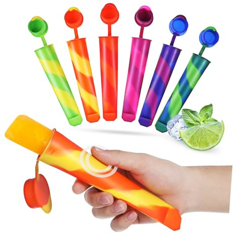 INOOMP 12 pièces Moule à Glace Silicone Flexible et Lavable Moules Sucette Glace Réutilisables pour Eau Yaourt et Crème Glacée Démoulage Facile pour Garçon Fille et Adultes