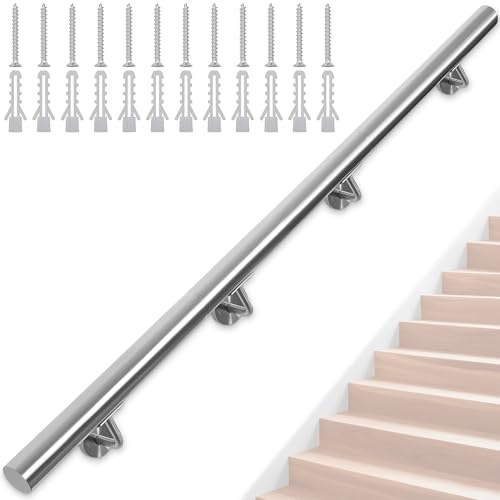 FREEAMG Edelstahl-Handlauf, 250CM Treppengeländer mit 42 mm Durchmesser