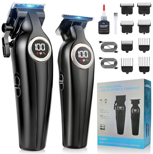 Misuke Hair Clippers for Men and Beard Trimmers Set Professional | USB Rechargeable Cordless Mens Hair Clippers for Hair Cutting, Electric Barber Clippers T-Blade Hair Trimmer for Men,Black