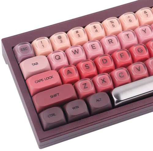 Crystal Jelly PBT Keycaps - 132 Keys HOA Profile Double Shot Keycap Red Translucent Lipstick Keycaps for Cherry MX Switch Mechanical Keyboards