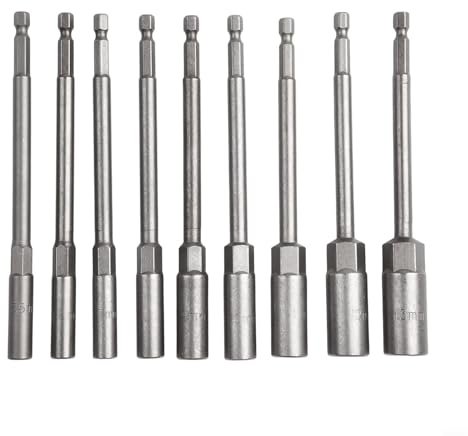Juego de 15 llaves de vaso de 1/4 pulgadas, adaptador de broca hexagonal profunda, llave de vaso nominal de impacto, accesorios de destornillador eléctrico de 5.5 mm a 19 mm para taladro eléctrico