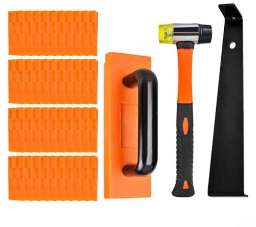 Laminate Flooring Installation Kit with Pull Bar Flooring tools, Rubber Mallet Double Head, Tapping Block for Floors, Floor Spacers Set, Wood Floor Fitting Set