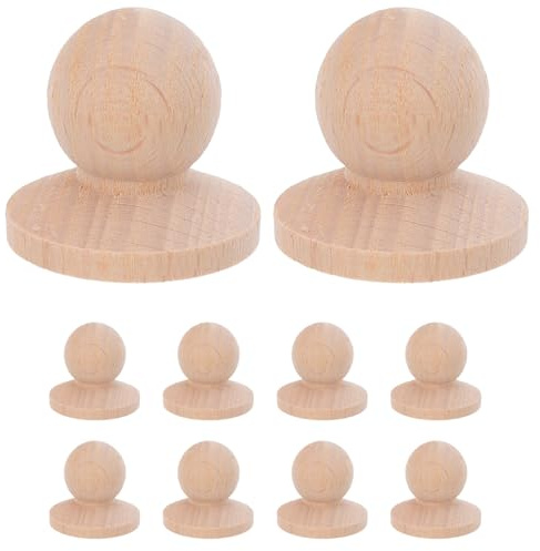 HONITANO 10 Stück Pilzförmige Holz Schrankknöpfe aus Unbehandeltem Holz Runde Möbelgriffe mit Glatten Kanten Vielseitig für Kommoden und Küchenschränke in Beige