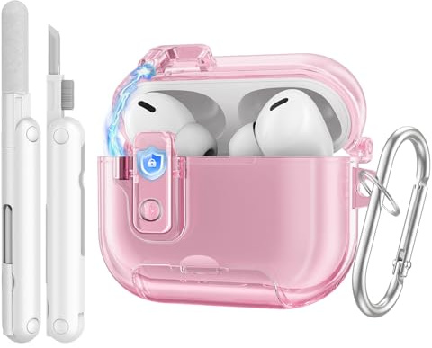 TiMOVO Custodia per AirPods Pro 3 (2025) con Chiusura di Sicurezza, Rosa