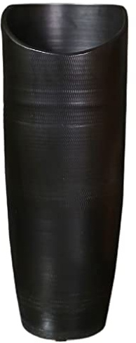 Freestanding Black Laundry Room Sink - Pedestal Vessel Washbasin with Integrated Faucet for Bathroom & Outdoor Use - Stylish & Functional Design