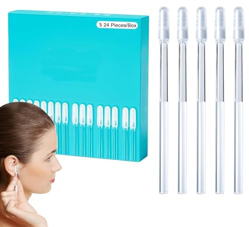 Ear Wax Removal Tool - 24 Piece Reusable Sticky Ear Cleaner for Hygiene Care | Soft Adhesive Tips Ears Cleaning Kit, Washable Safe Design Perfect for Post Swim Shower Daily Personal Use