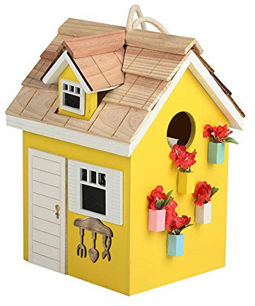 Garden Vogelhaus,Fachwerkstil mit Bodenluke,Vogelfutterhaus,Vogel Futterhaus,Garten Futterstation Vogelfutterstation,Buntes Vogelhaus Western zum Aufhängen aus Holz, Deko Futterhaus Sommer, bunt