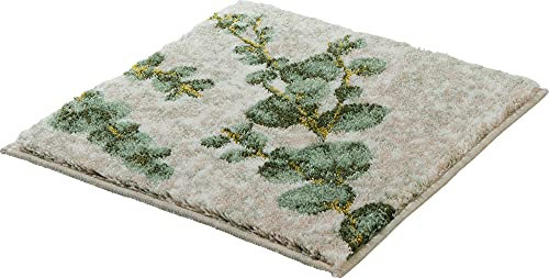 Erwin Müller WC-Vorlage ohne Ausschnitt Eukalyptus Blätter grün Größe 50x50 cm - rutschhemmend, weich und flauschig, für Fußbodenheizung geeignet