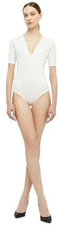 Wolford Deep V String Body for Women Elegant Bodysuit with Striking Neckline and Premium Skin-Caressing Fabric White Medium
