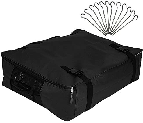 Aufbewahrungstasche für Zelt Teppich - 45x35x15 cm - mit 12 Heringen - Transport Tasche - Zeltteppich - schwarz - 420D Polyester - wasserdicht