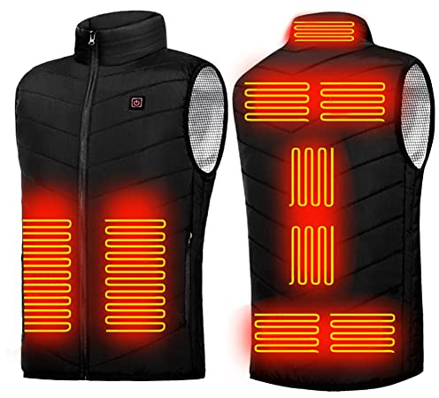 Gilet Riscaldato Elettrico USB per Uomo e Donna - 9 Aree Caldo Gilet for Campeggio, Moto, Pesca, Sci e Caccia