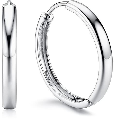 KRFY Plata Esterlina Pendientes de Aro Para Mujeres Niñas 14K Vermeil Chapado en Oro de 3 mm Chunky Oro Aros Pendientes Huggie Negrita Pequeño Medio aro 12/18/25mm