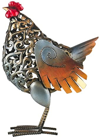Metallskulptur,snidade järnhöna Metallskulptur Järn Djurskulptur Konstverk Trädgårdsinredning Hemprydnad Färgglad