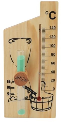 Fdit Termómetro para Sauna Reloj de, Baño deTermómetro e Higrómetro para Sauna Marco de Madera Dorado Mesa Doble para Colgar en la Pared Interior Sólido