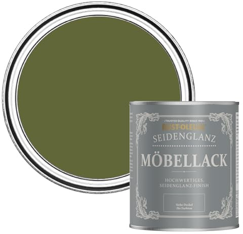 Rust-Oleum grün Möbelfarbe mit Seidenglanz-Finish, geruchsarm und wasserbasiert für Innenholz - Jasper 750ML