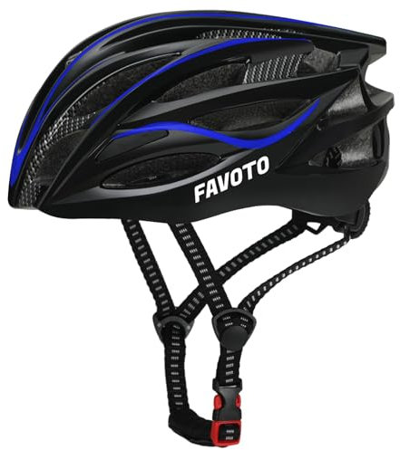 Favoto Fahrradhelm für Erwachsene Fahrrad Helmet mit Abnehmbarer Innenfutter Verstellbar Rennradhelm Rollerhelm Mountainbike MTB Helm für Herren Damen Schwarz-Blau M (55-58cm)