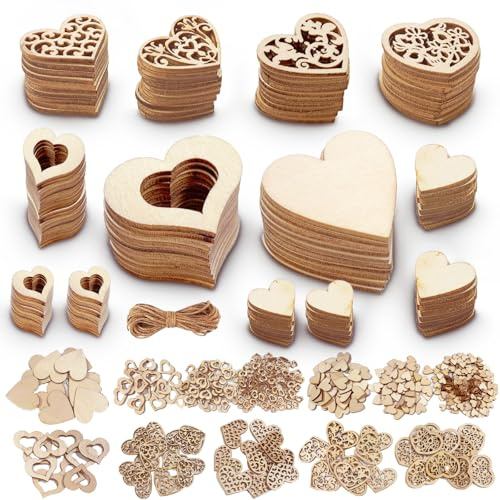 pangdapengpeng 500 Stück Holzherzen Deko, Holzscheiben zum Basteln, Streudeko Holz Herzen Klein für Weihnachtsdeko, Tischdeko Hochzeit, DIY Handwerkliche Dekoration (Braun)