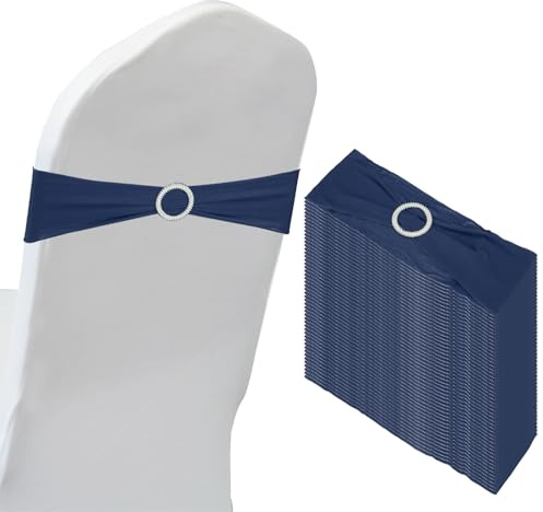 PATIKIL 50 Paquete 14x5 Elástico Silla Fajas Lazos Oscuro Azul