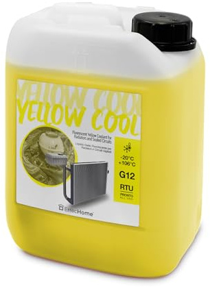 Errecom Yellow Cool, Liquide de Radiateur Jaune Fluorescent -20°C, antigel G12 avec paquet d'inhibiteurs à base organique OAT, Prêt à l'emploi, 5 Litres