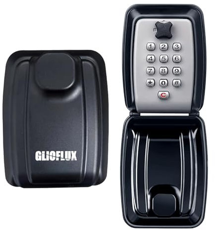 GLIOFLUX Aluminum Key Safe Outdoor Wall Mounted – 10-Digit Combination Key Lock Box with Weatherproof Cover – Security Storage Box for Home, Garage, Rental & Office Use