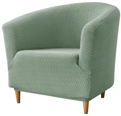 Hearda Housse de Fauteuil Cabriolet 1 Place Vert, Chesterfield Jacquard Extensible Housse Fauteuil Club Tub Chair pour Salon Café Universel