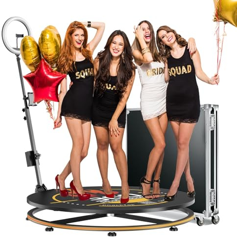 MWE 360 Photo Booth, Auto-Spin with App & Remote Control 39.4 | RGB Ring Light with 288 LEDs, 3 Color Temps, FlightCase, Chacktok Software, For Weddings, Parties, Corporate Events & Hire