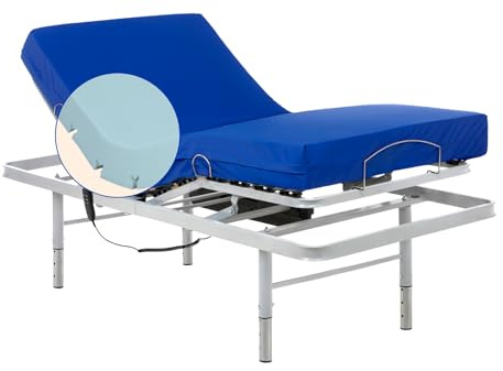 Geriafy - Elektrisch Verstellbarer Lattenrost mit höhenverstellbaren Beinen, verstärkt mit wasserdichter HR-Sanitärmatratze (90x200)
