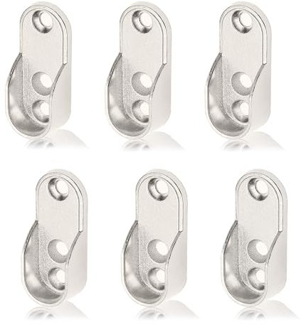 6 Stück Kleiderstangenhalterungen, Kleiderstange Halterung, Schrankrohrlager Oval Halterung, 15 mm Kleiderstangen Halterung Schrank Zinklegierung für Kleiderstange Schrank