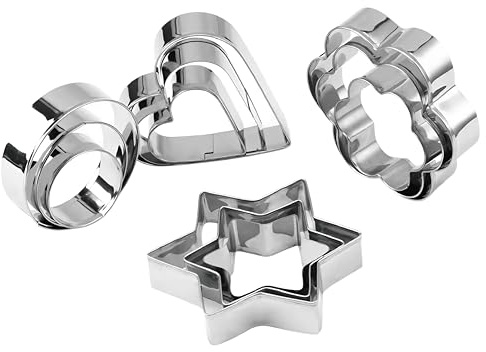 Baking Handmade 12 Piece Set Stainless Steel Biscuit Mold Cartoon Home Oven Beginner's Entry Cookie Cake Multiple Shaping Tools for Kitchen Baking Halloween Christmas Breakfast