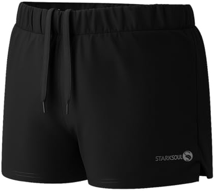 STARK SOUL Laufshorts Laufhose Sportshorts, Herren, Shorts mit Innenslip und Taschen – kurz, leicht, atmungsaktiv, ideal für Laufen, Training, Marathon, Fitness, Bodybuilding (S-XXL), Schwarz Gr: XL